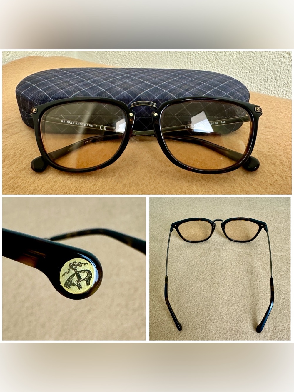 Brooks Brothers BB2042 6000 Rectangle Shiny Dark Tortoise Eyeglasses 55mm $200